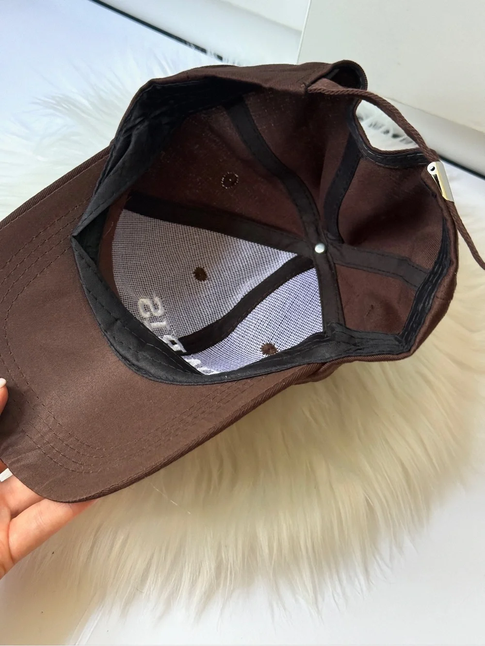 Paris French Embroidered Baseball Cap in Brown New